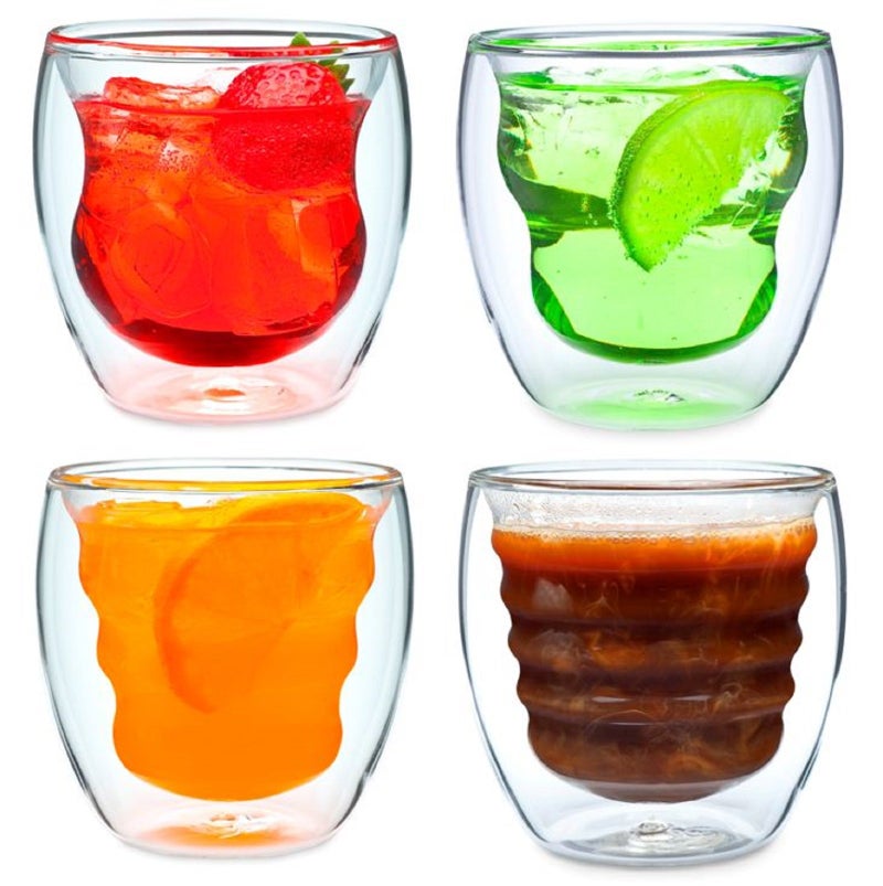 Ozeri Curva Artisan Series Double Wall Beverage Glasses and Tumblers â€“ Set of 4 Unique 8 oz Thermo Insulated Drinking Glasses - Image 1